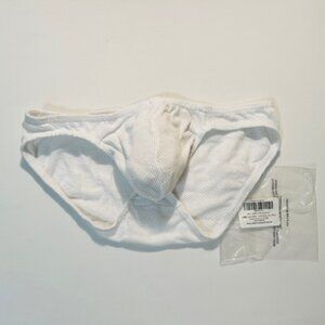 LOBBO Size M 100% Cotton Mesh Bikini Brief - White - LOB-WHT-M